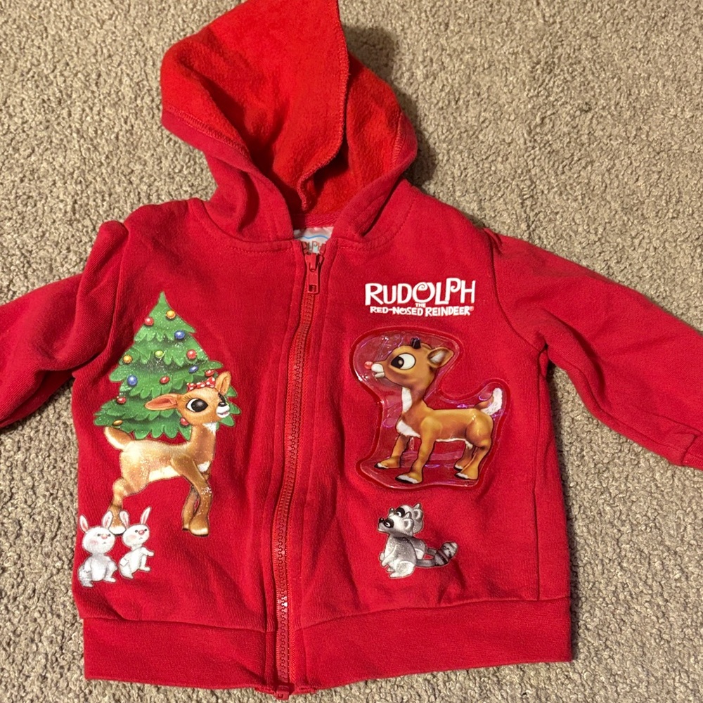 Rudolph Red Kids Hoodie with Reindeer Design